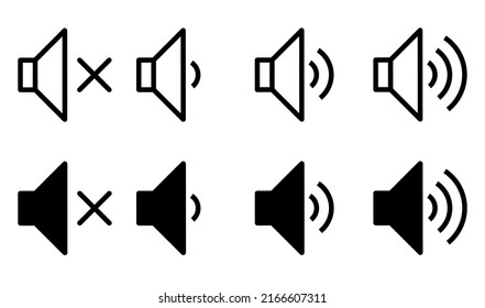 set of sound icons with different signal levels in a flat style