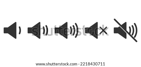 A set of sound icons with different signal levels in a flat style.Vector illustration isolated on white background.Eps 10.