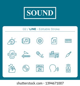 Set of sound icons in line	