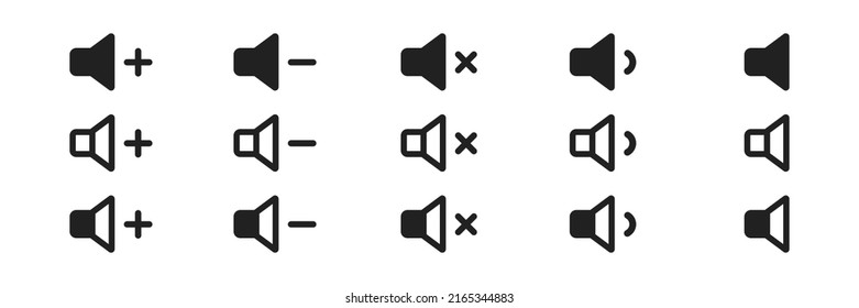 Set of sound icons. Vector isolated illustration. Volume symbol collection.