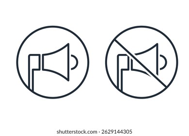 A set of sound mode buttons. Loud, silent.Vector linear icon illustration isolated on white background.