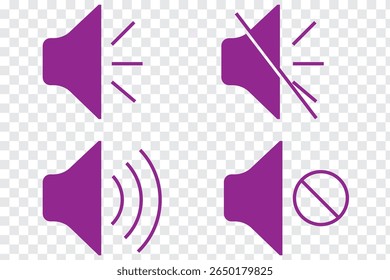 Conjunto de un Vector de icono de encendido y apagado de sonido. Vector de icono de altavoz. Silencio del volumen del sonido. Ilustración vectorial del icono del altavoz aislada en un fondo blanco. Eps 10