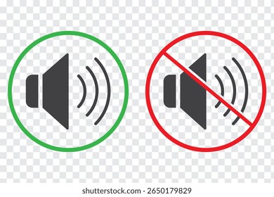Set of a Sound On and Off Icon Vector. Speaker icon vector. Sound volume mute. Loudspeaker icon Vector Illustration isolated On a white background. Eps 10