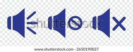 Set of a Sound On and Off Icon Vector. Speaker icon vector. Mute speaker, sound off icon vector set, increases and reduces the sound. Volume symbol, speaker sign, isolated On a white background.