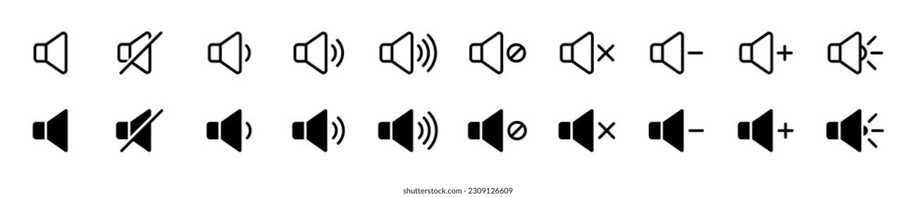 Set of sound sing. Speaker icon set. Vector illustration.