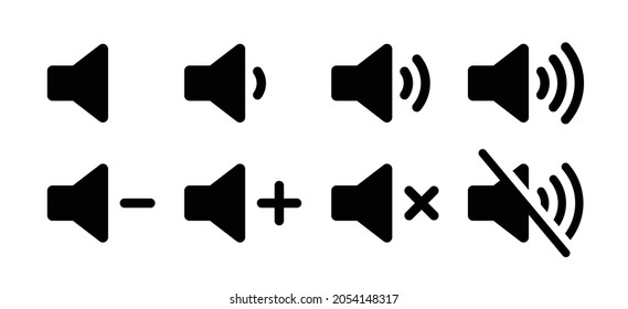 Set of sound volume icons isolated on white background.