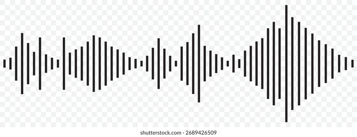 Set of Sound wave or voice message icon. Music waveform, track radio play. Audio equalizer line. Vector illustration on Transparent Background. EPS 10.