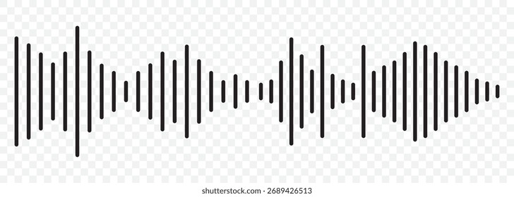 Conjunto de onda de sonido o icono de mensaje de voz. Forma de onda de la música, juego de radio de la pista. Línea de ecualizador de audio. Ilustración vectorial sobre fondo transparente. EPS 10.