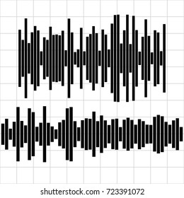 Set sound waves set. Audio equalizer technology, pulse musical. Vector illustration.