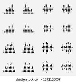 Set of sound waves black and white vector icon.