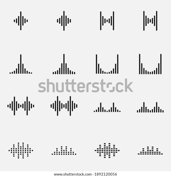 Set of sound\
waves black and white vector\
icon.