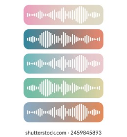 Set of sound waves with different gradient background. Sound line with various backdrops for podcast, video or app. Vector collection