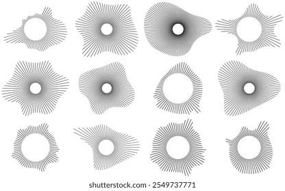 Set of sound waves, equalizer, music wave, digital and analog line waveforms. Audio sound symbol, radio signal frequency and digital voice visualization wave. Radar signal, sonar sound recording icons