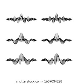 set of sound waves isolated on white background. vector illustration