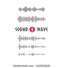 Set Of Soundwave Line Art Vector Icon Design Template. Sound / Audio Wave For Music, App, Or Website.