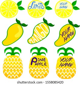 Set of sour fruit label