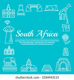 Set of South Africa country ornament travel trip concept. Art traditional, magazine, book, poster, abstract, banners, element. Vector decorative ethnic greeting card or invitation 