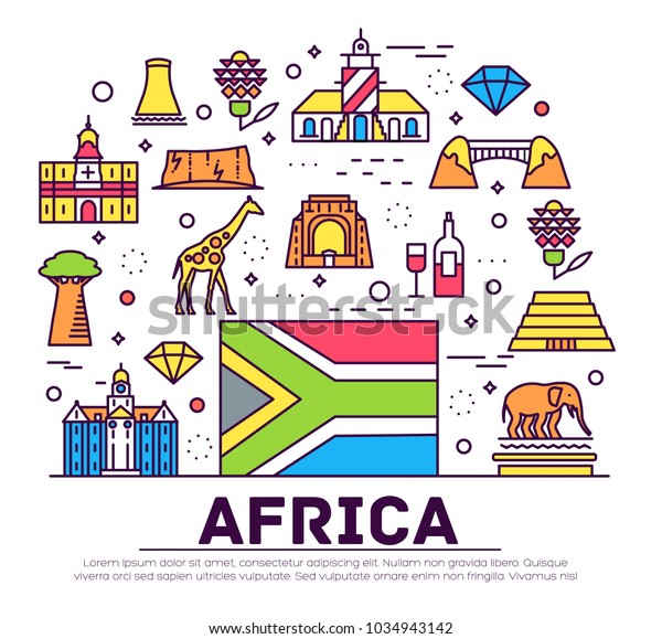 Set South Africa Country Ornament Travel Stock Vector (Royalty Free ...