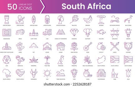 Set of south africa icons. Gradient style icon bundle. Vector Illustration