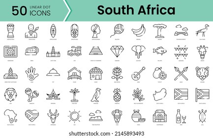 Set of south africa icons. Line art style icons bundle. vector illustration svg