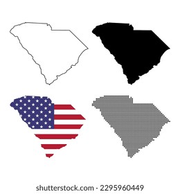 Mapa de Carolina del Sur, estados unidos de américa. Ilustración vectorial de símbolo plano.