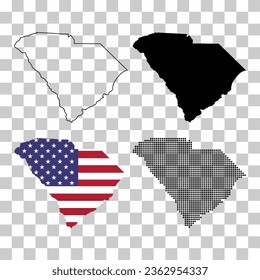 Set of South carolina map, united states of america. Flat concept symbol vector illustration .