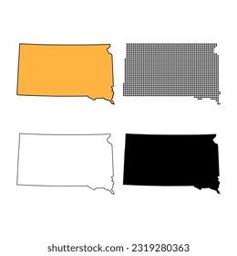 Set of South Dakota map shape, united states of america. Flat concept vector illustration .