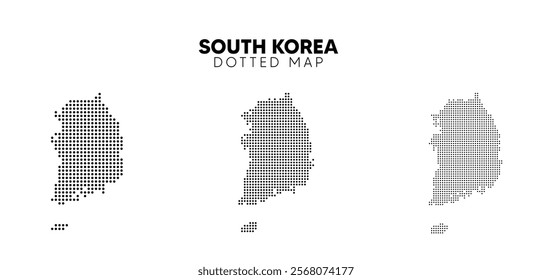 Set of South Korea dotted map vector on white isolated