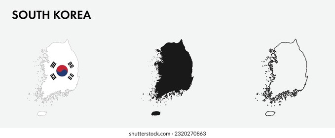 
Set of South Korea map isolated on white background, vector illustration design