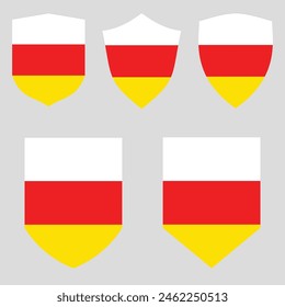 Set of South Ossetia Flag in Shield Shape Frame