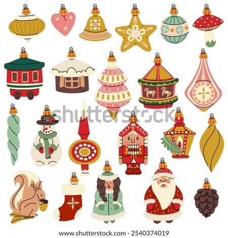 Christmas tree with toys near the house in the ruined city in Ukraine