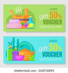 Set of spa and beauty gift voucher. Vector illustration
