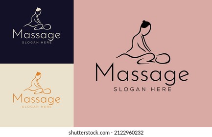 Set of Spa element Hand Drawn Logo with body and Leaves. Logo for spa and beauty salon, boutique, massage therapy, organic shop, relaxation, woman body, interior, yoga, cosmetics, jewelry store