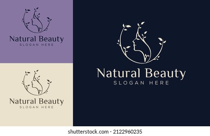 Set of Spa element Hand Drawn Logo with body and Leaves. Logo for spa and beauty salon, boutique, massage therapy, organic shop, relaxation, woman body, interior, yoga, cosmetics, jewelry store