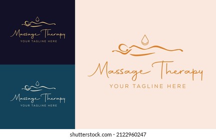 Set of Spa element Hand Drawn Logo with body and Leaves. Logo for spa and beauty salon, boutique, massage therapy, organic shop, relaxation, woman body, interior, yoga, cosmetics, jewelry store