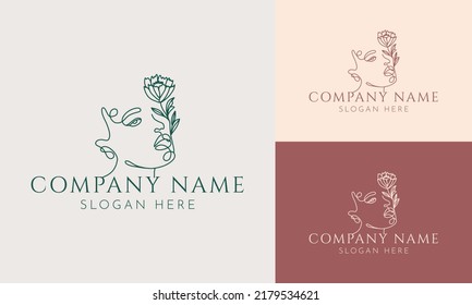 Set of Spa element Hand Drawn Logo with body and Leaves. Logo for spa and beauty salon, boutique, massage therapy, organic shop, relaxation, woman body, interior, yoga, cosmetics, jewelry store
