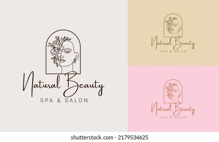 Set of Spa element Hand Drawn Logo with body and Leaves. Logo for spa and beauty salon, boutique, massage therapy, organic shop, relaxation, woman body, interior, yoga, cosmetics, jewelry store
