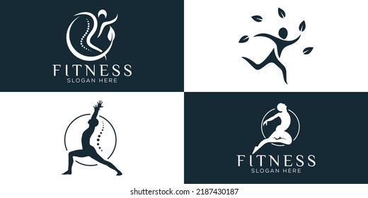 Set of Spa element Hand Drawn Logo with body and Leaves. Logo for spa and beauty salon, boutique, massage therapy, organic shop, relaxation, woman body, interior, yoga, cosmetics, jewelry store