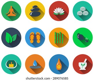 Set of spa icons in flat design. EPS 10 vector illustration with transparency.