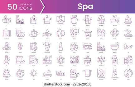 Set of spa icons. Gradient style icon bundle. Vector Illustration