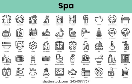 Set of spa icons. Linear style icon bundle. Vector Illustration