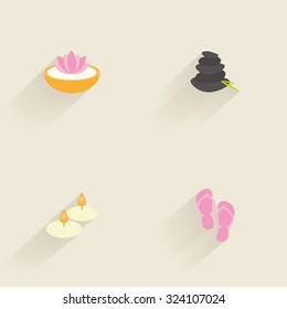 Set of spa icons on a colored background