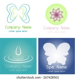 Set of spa icons on different colored backgrounds. Vector illustration