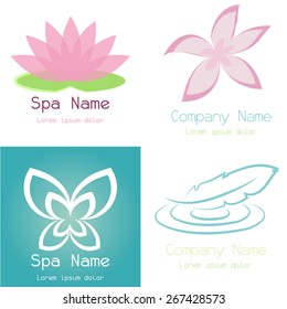 Set of spa icons on different colored backgrounds. Vector illustration