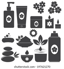 Set of spa icons on white background. Vector illustration