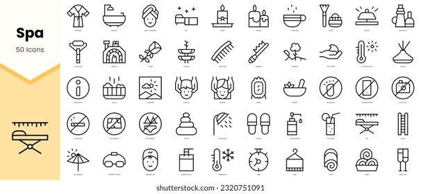 Set of spa Icons. Simple line art style icons pack. Vector illustration