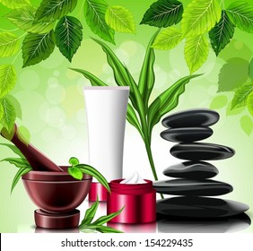 Set for spa treatments, vector illustration