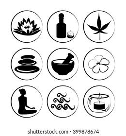 Set of spa, yoga and ayuverda symbols.
