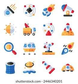 Set of Space and Astrology Flat Icons 

