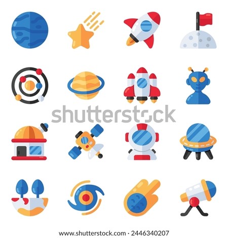 Set of Space and Astrology Flat Icons 

